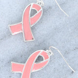 Breast Cancer Pink Ribbon Enamel Coated Earrings
