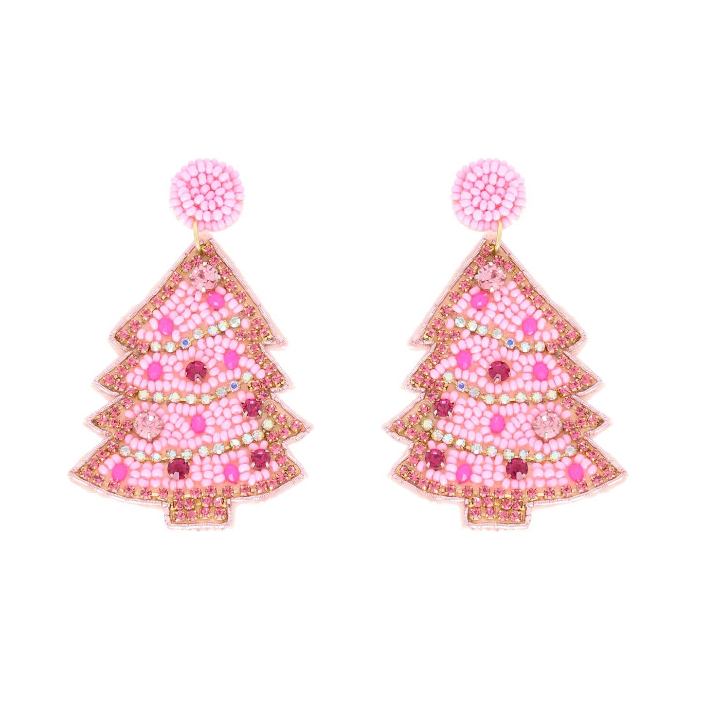 Jeweled Beaded Christmas Tree Earrings