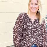 {FINAL SALE} Pumpkin Kisses Leopard Blouse
