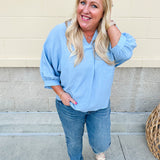 Complete Awe V-Neck Loose Fit in Chambray