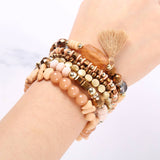 Boho Charm Tassel Bracelet Light Brown