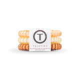 Set of three small spiral hair ties in nude-toned For the Love of Nudes design.