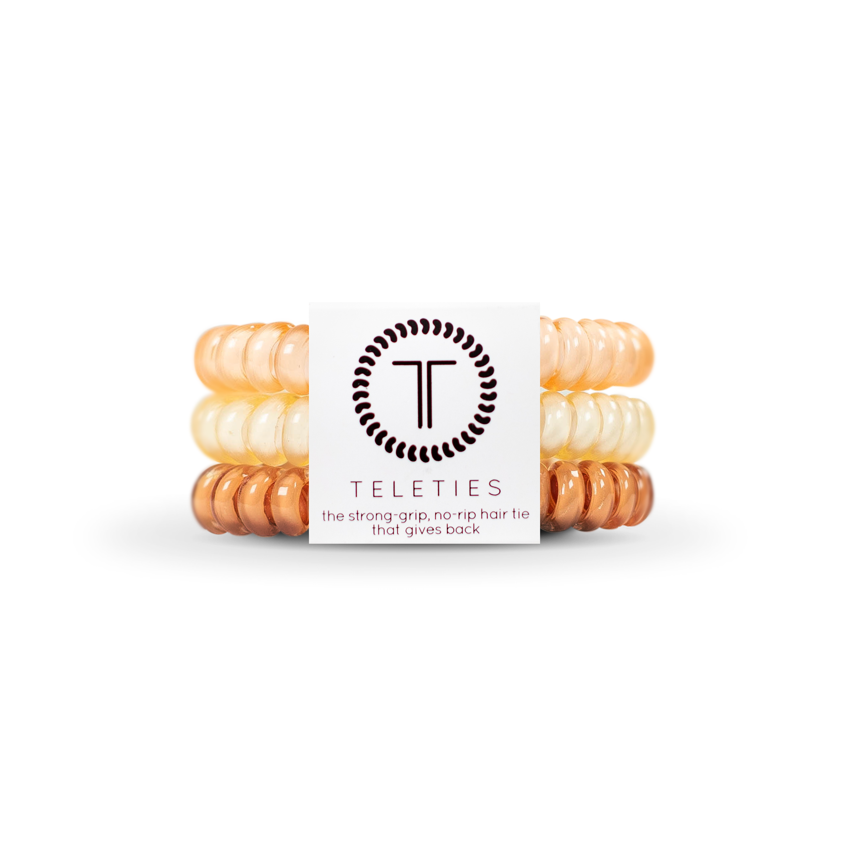 Set of three small spiral hair ties in nude-toned For the Love of Nudes design.