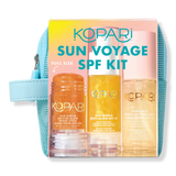 [Kopari] Sun Voyage SPF Travel Kit with body gel, stick, mist, and mesh pouch