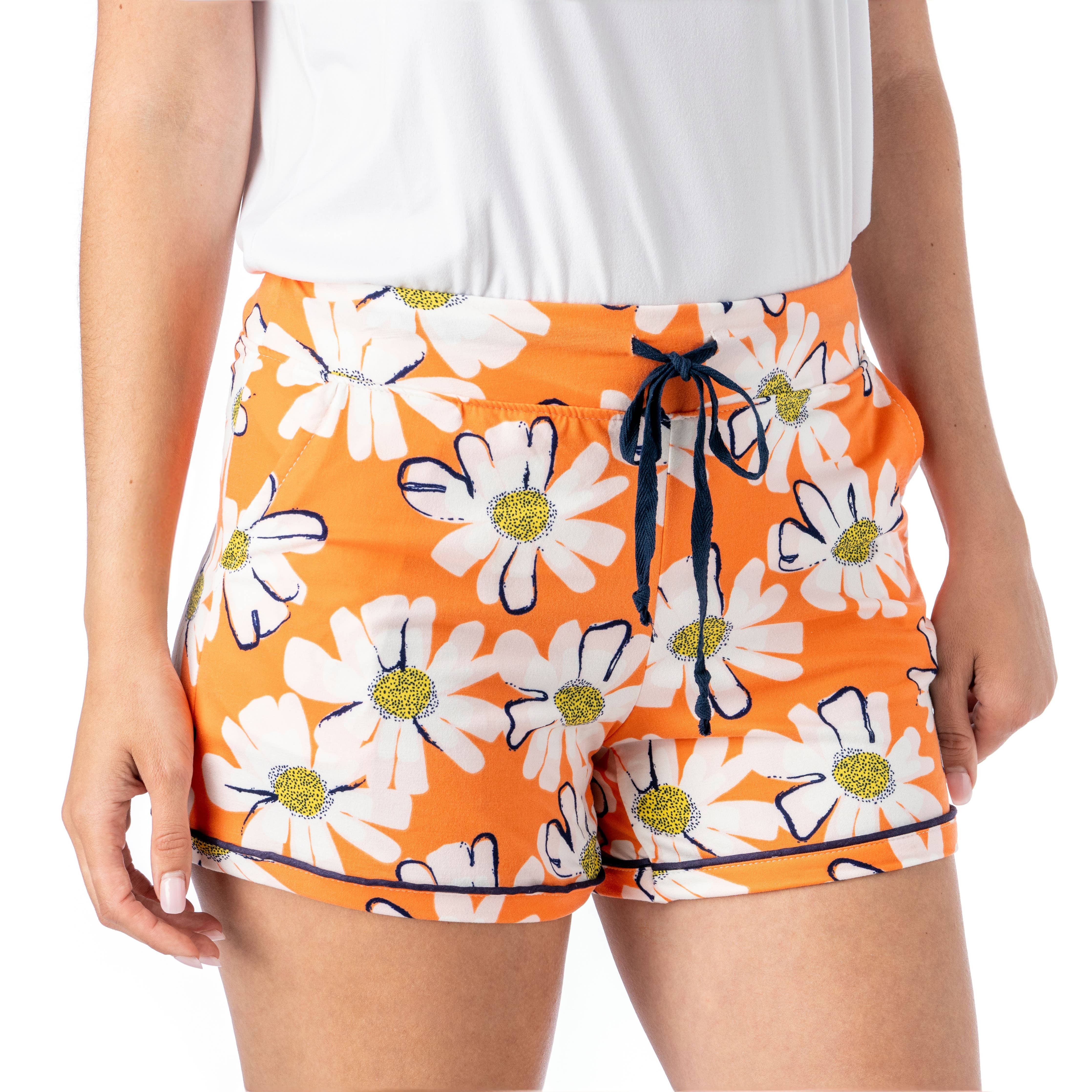 Lazy Daisy Lounge Shorts orange floral