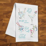 Handpainted Mahjong Cocktails Kitchen Towel
