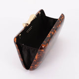 Enamel Faux Leather Tortoise Party Clutch