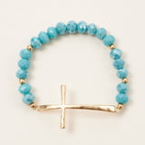 Metal Cross Pendant Glass Beaded Bracelet