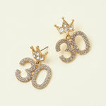 30th Birthday Celebration Rhinestone Earrings - The Pink Pineapple 850