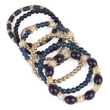 Multibead Stackable Bracelet in Navy