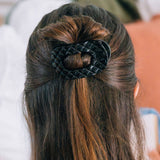 [TELETIES] Flat Round Hair Clip – Small Jet Black Quilted