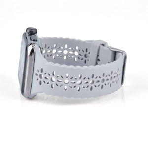 Lace Silicone Apple Watch Band Strap Laser Cut Scalloped-Grey