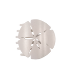 Large sand dollar shaped flat hair clip with shimmering finish and flat-back design for comfortable all-day wear.