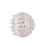 Large sand dollar shaped flat hair clip with shimmering finish and flat-back design for comfortable all-day wear.