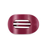 TELETIES medium flat round hair clip in Wild Side deep magenta design.