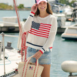 Patriotic Scallop Bow Canvas Mini Tote