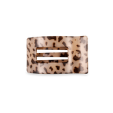 TELETIES small flat rectangle hair clip in blonde tortoise cream and brown finish.