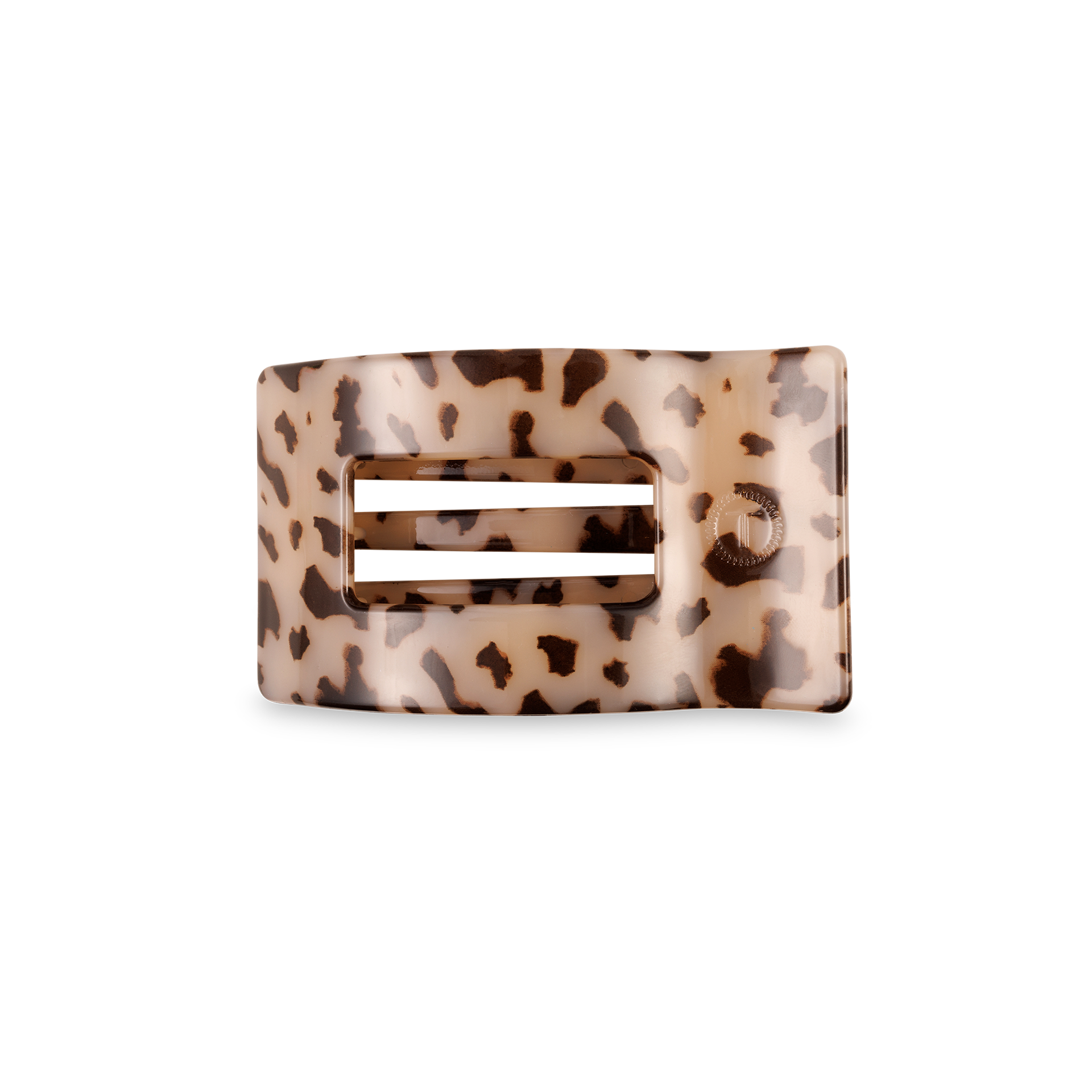 TELETIES small flat rectangle hair clip in blonde tortoise cream and brown finish.