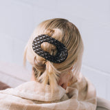 [TELETIES] Flat Round Hair Clip – Large Truly Taupe Quilted