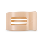 TELETIES medium flat rectangle hair clip in almond beige finish.