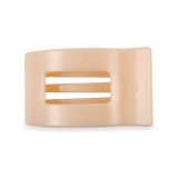 TELETIES medium flat rectangle hair clip in almond beige finish.