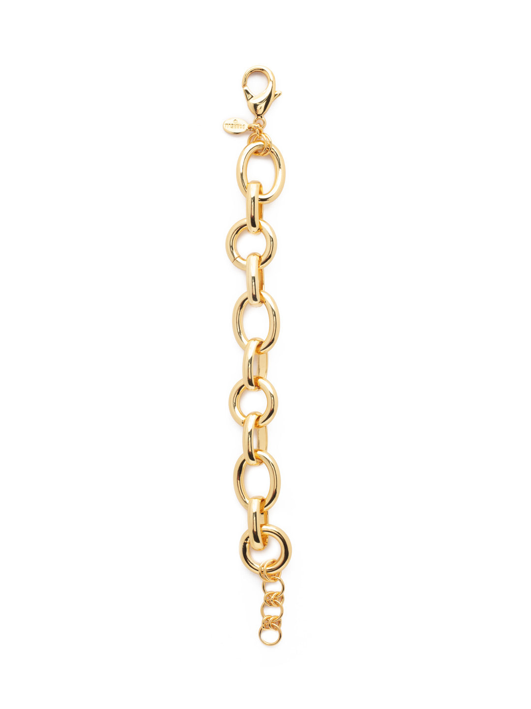 Bright gold linked chain bracelet with classic uniform design and secure clasp