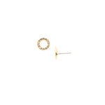 Bright gold-tone hoop stud earrings fully embellished with crystals