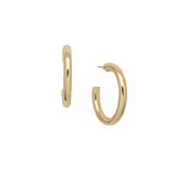 Bright gold-tone open hoop earrings with classic shape and secure backing