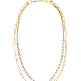 Sorrelli Crystal and Paperclip Chain Layered Necklace