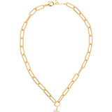 Bright gold-tone paperclip chain necklace with baroque freshwater pearl pendant from Sorrelli’s Modern Pearl Collection.