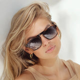Emerson Square Aviator Polarized Sunglasses - Tortoise/Blue Lens