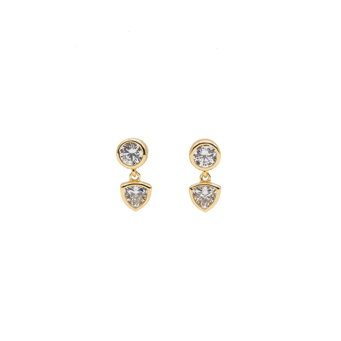 12mm 18K gold drop stud earrings with cubic zirconia