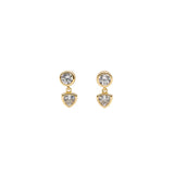 12mm 18K gold drop stud earrings with cubic zirconia
