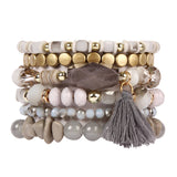 Boho Charm Tassel Bracelet Gray