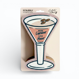 Brown and beige espresso martini-shaped kitchen sponge with scour pad bottom