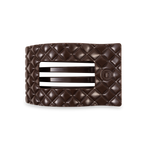 TELETIES medium flat rectangle hair clip in taupe quilted design.