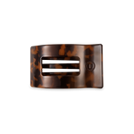 TELETIES small flat rectangle hair clip in black and brown tortoise pattern.