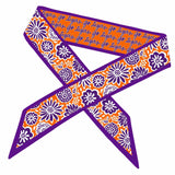 Clemson Tigers skinny satin scarf in orange and purple
