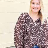 {FINAL SALE} Pumpkin Kisses Leopard Blouse