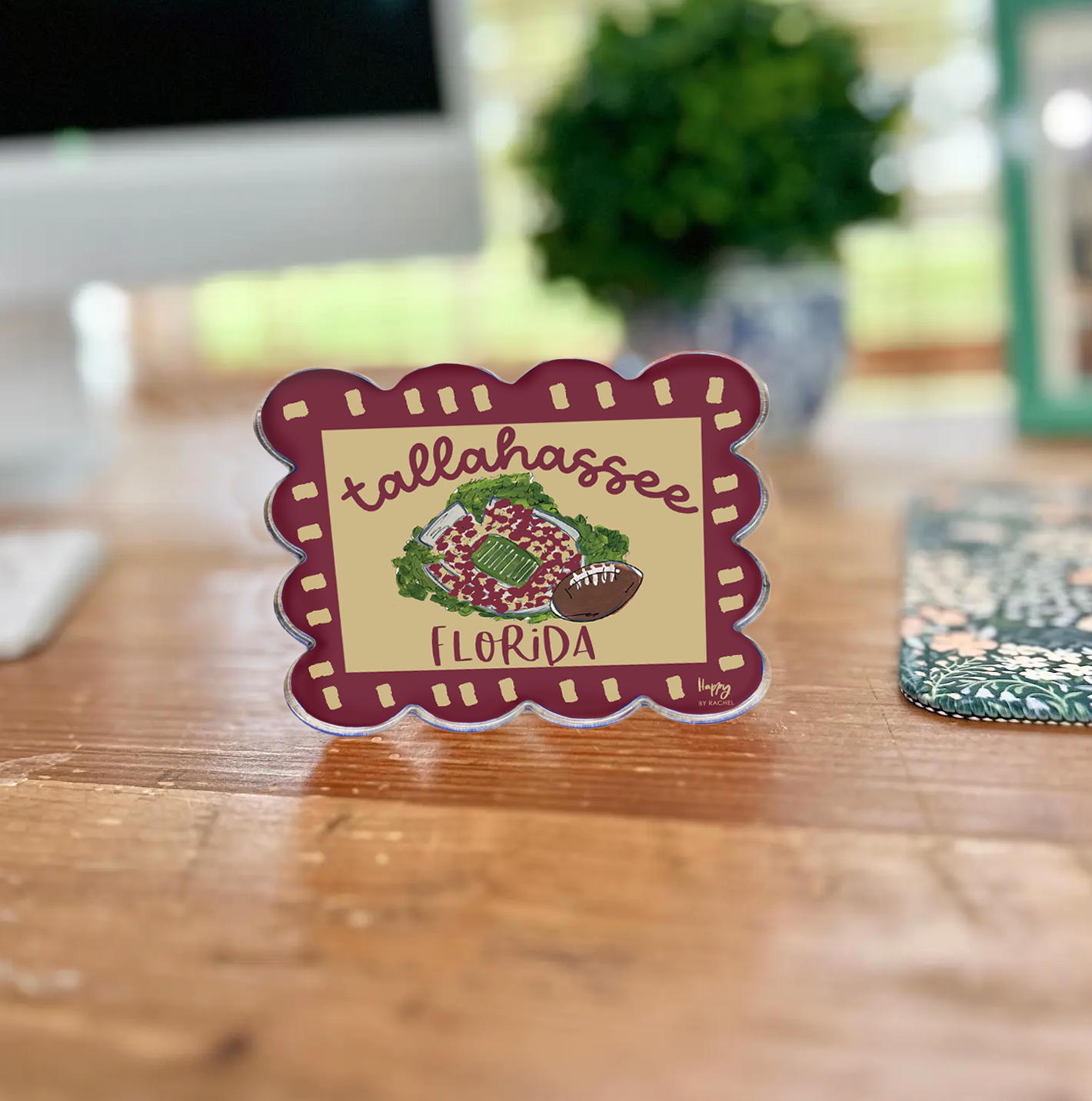 Tallahassee game day scalloped acrylic stadium magnet