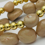 Double Stone Stack in Beige Gold