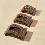 [TELETIES] Flat Rectangle Hair Clip – Medium Truly Taupe Quilted