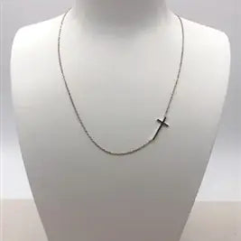 Gold Sideways Cross 16"-18" Necklace