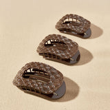 [TELETIES] Flat Round Hair Clip – Large Truly Taupe Quilted