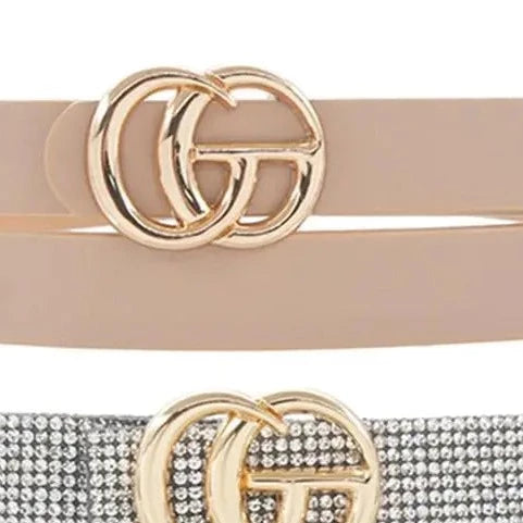 The Andrea Buckle Skinny Belts-Pink