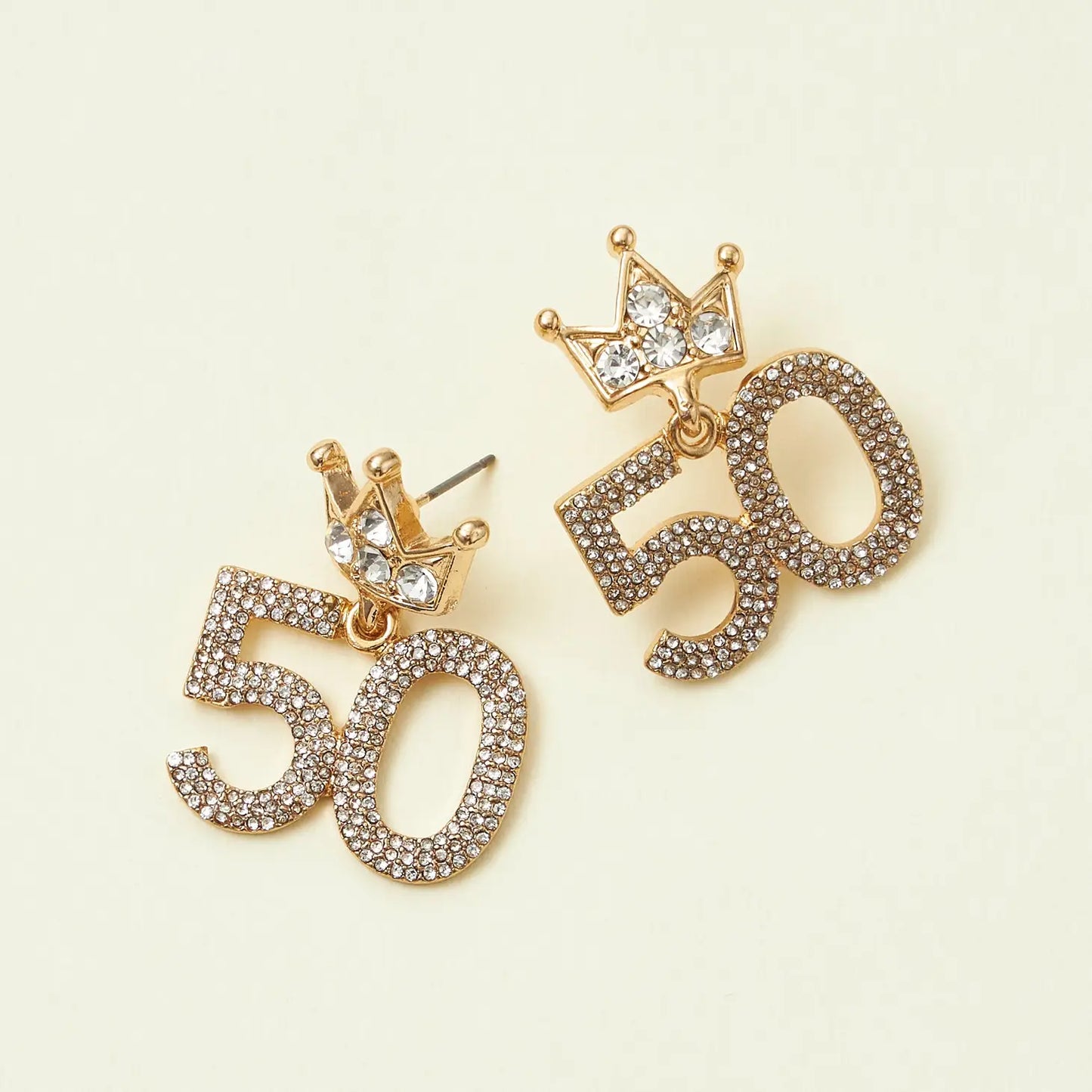 50th Birthday Celebration Rhinestone Earrings