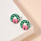 Christmas Wreath Enamel Stud Earrings