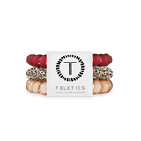 Set of three large spiral hair ties in burgundy and beige Wild Side design.