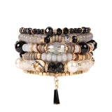 Multi Stone Beads Stackable Bracelet Black