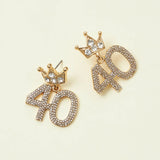 40th Birthday Celebration Rhinestone Earrings